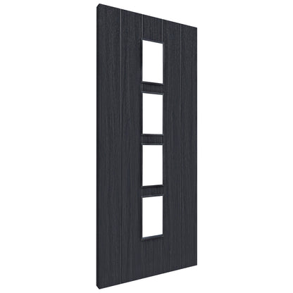 Black Fully Finished Cottage Laminate 4 Light Clear Glass Internal Door