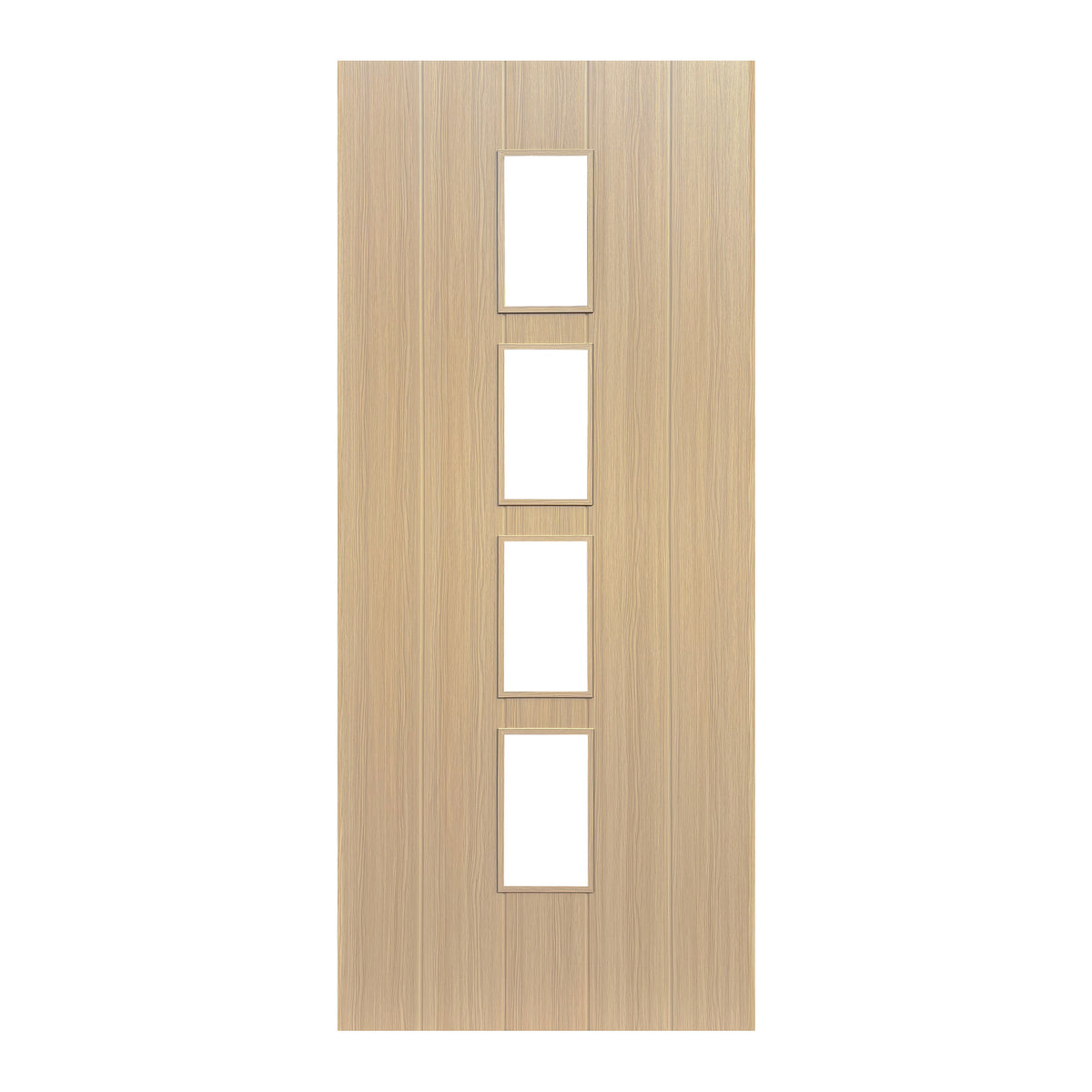 Oak Internal Fully Finished Cottage Laminate 4 Light Clear Glass Door
