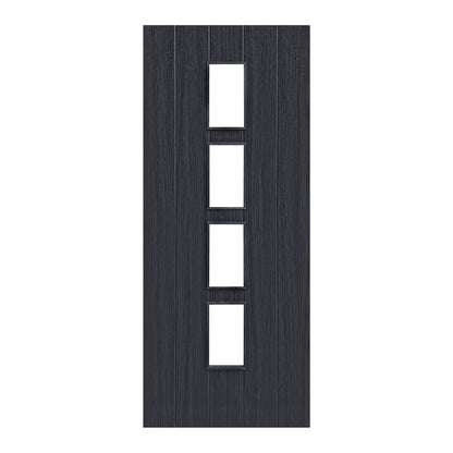 Black Internal Fully Finished Cottage Laminate 4 Light Clear Glass Door