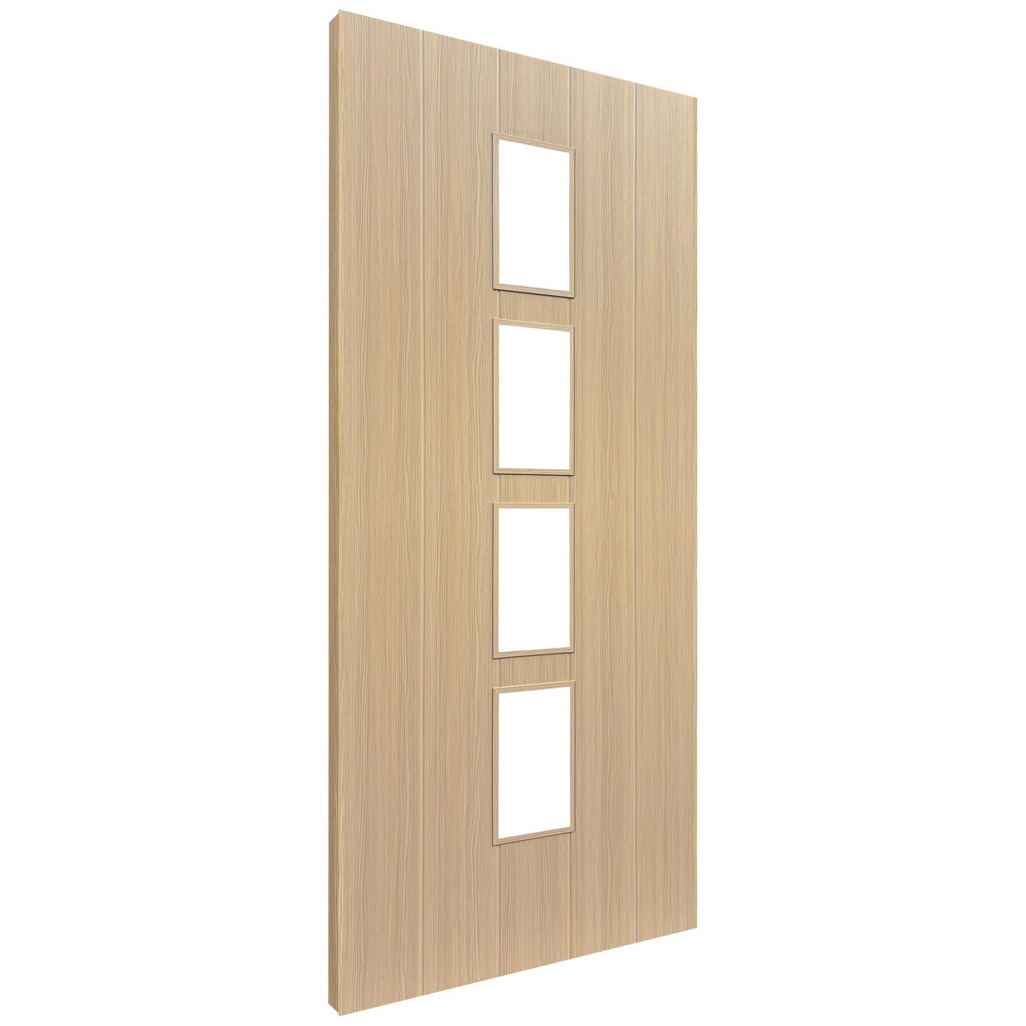 Oak Internal Fully Finished Cottage Laminate 4 Light Clear Glass Door