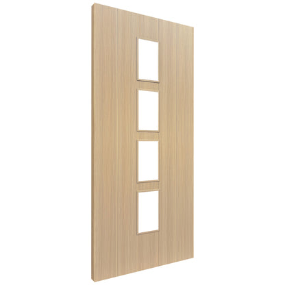 Oak Internal Fully Finished Cottage Laminate 4 Light Clear Glass Door