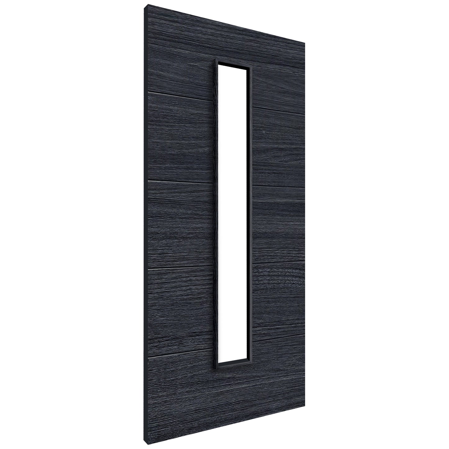 Black Internal Fully Finished Linear Laminate 1 Light Clear Glass Door