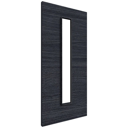 Black Internal Fully Finished Linear Laminate 1 Light Clear Glass Door