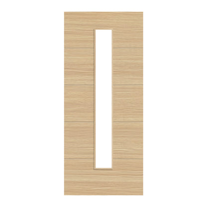 Oak Internal Fully Finished Linear Laminate 1 Light Clear Glass Door