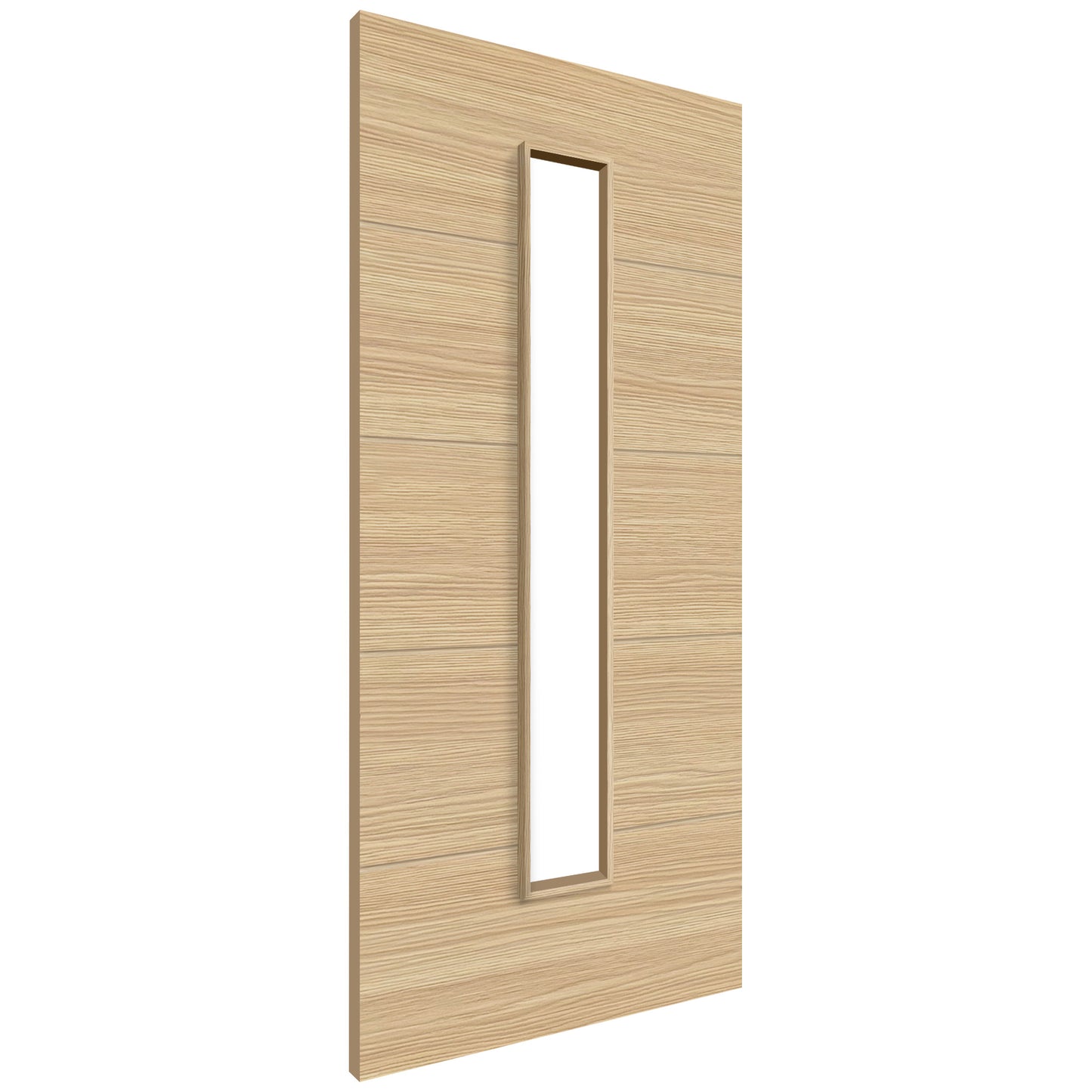 Oak Internal Fully Finished Linear Laminate 1 Light Clear Glass Door