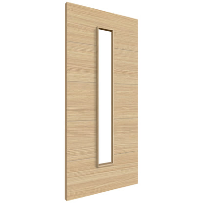 Oak Internal Fully Finished Linear Laminate 1 Light Clear Glass Door