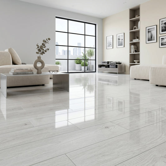 Oak Fresco Snow - Aqua Pro 8mm High Gloss Laminate Flooring