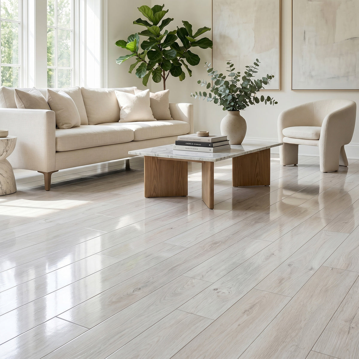 Oak Fresco Snow - Aqua Pro 8mm High Gloss Laminate Flooring