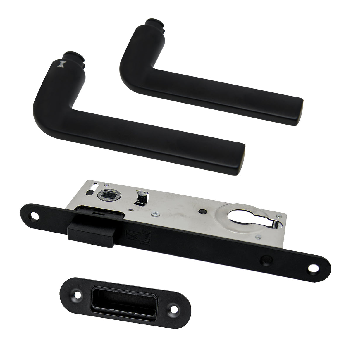 Studio Industrial Slim Round Rose Euro Lock Door Handle Set - Matt Black