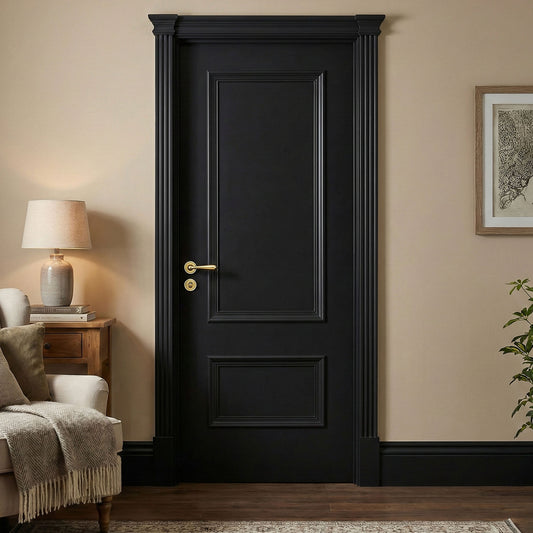 Jet Black Fully Finished Mayfair 2 Panel FD30 Internal Fire Door