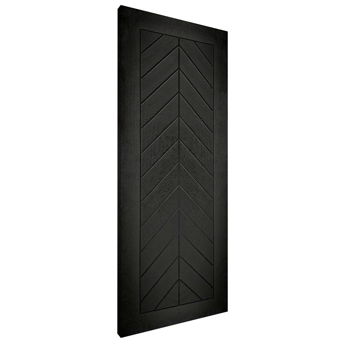 Black Fully Finished Oak Chevron Internal Door