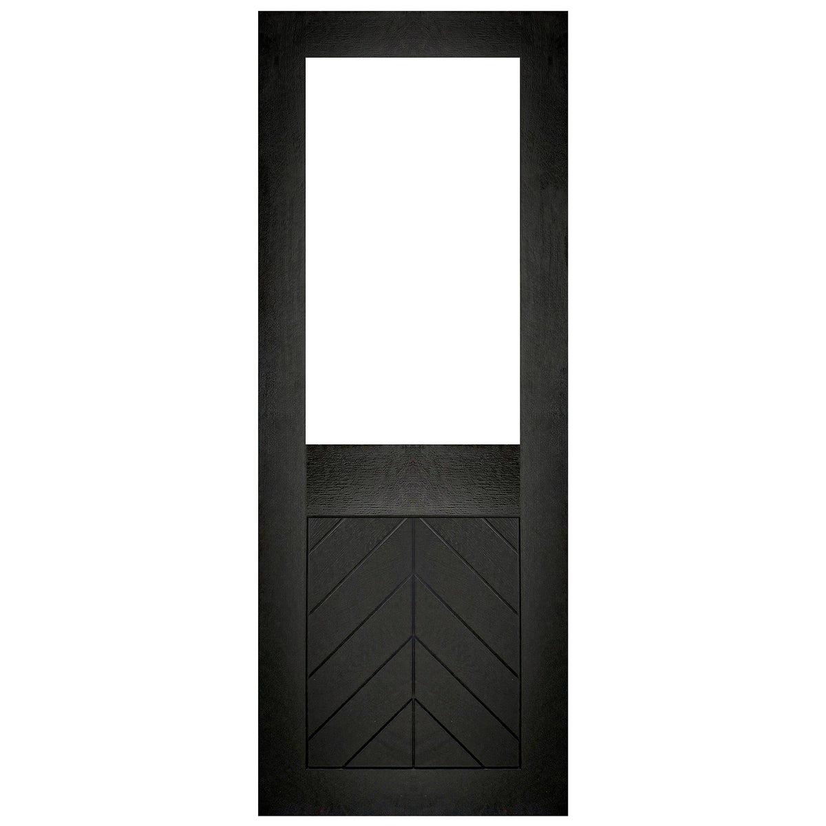 Black Internal Fully Finished Oak Chevron Clear Glass Door