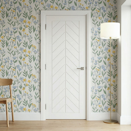 White Internal Primed Chevron FD30 Fire Door