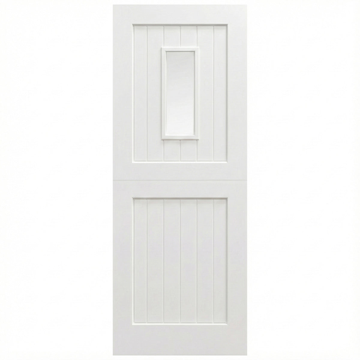 White Primed External Pine 2 Panel 1 Light Clear Glass Stable Door