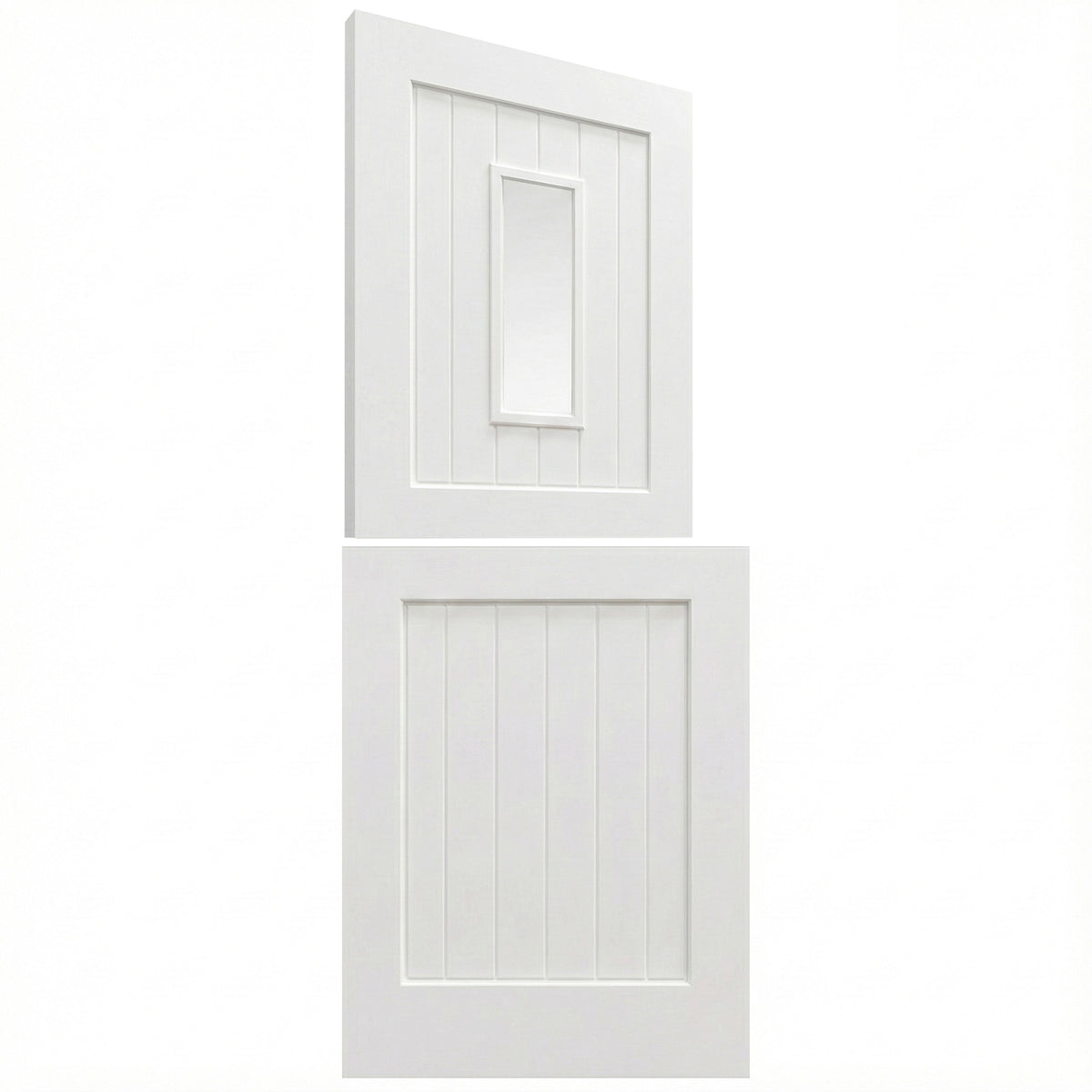 White Primed External Pine 2 Panel 1 Light Clear Glass Stable Door
