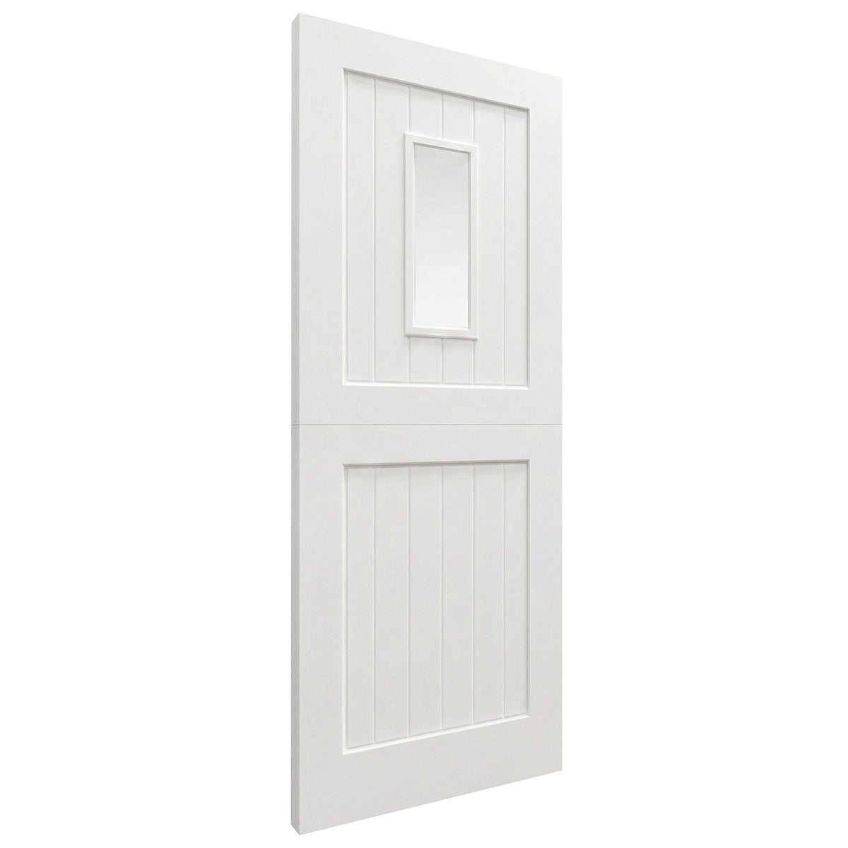 White Primed External Pine 2 Panel 1 Light Clear Glass Stable Door