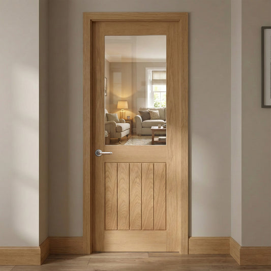 Oak Internal Unfinished Farley Half Light Clear Glass Door