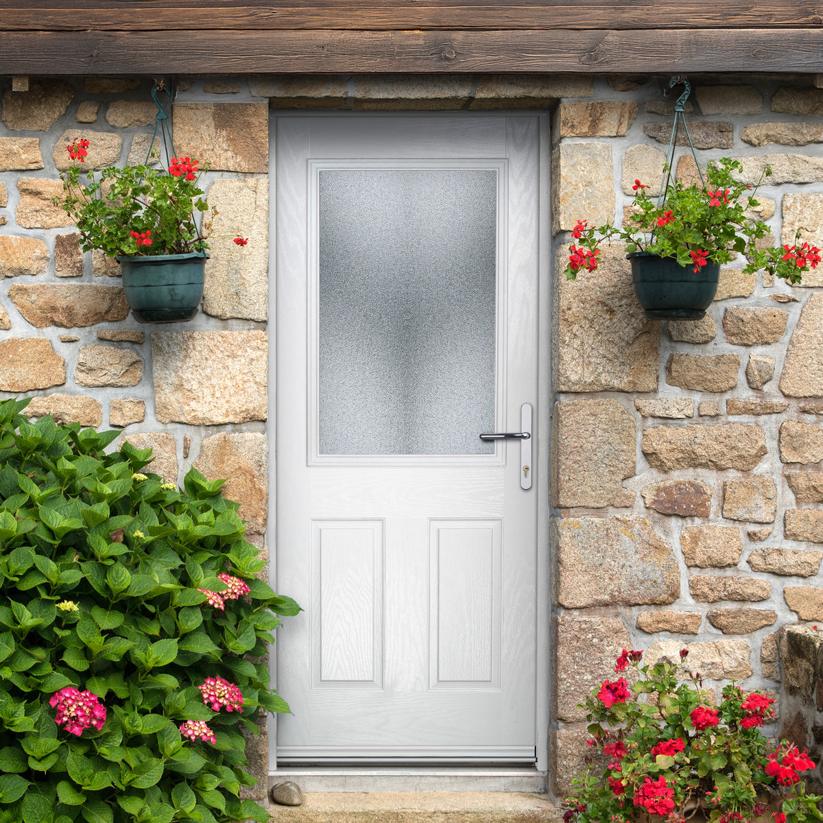 Eaton White Pre-Hung Obscure Glass Composite Front Door Set