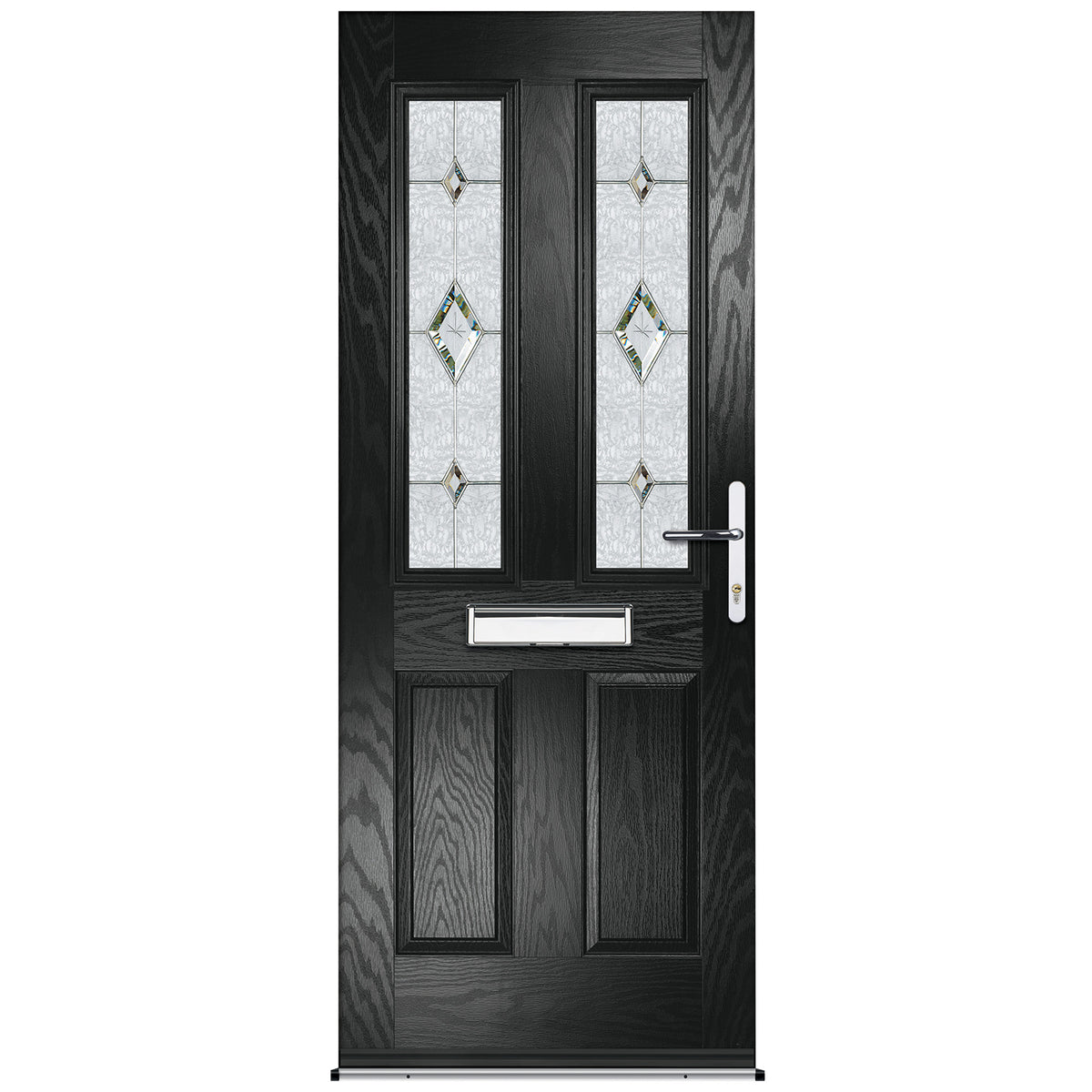 Charlwood Black Pre-Hung Tivoli Glass Composite Front Door Set