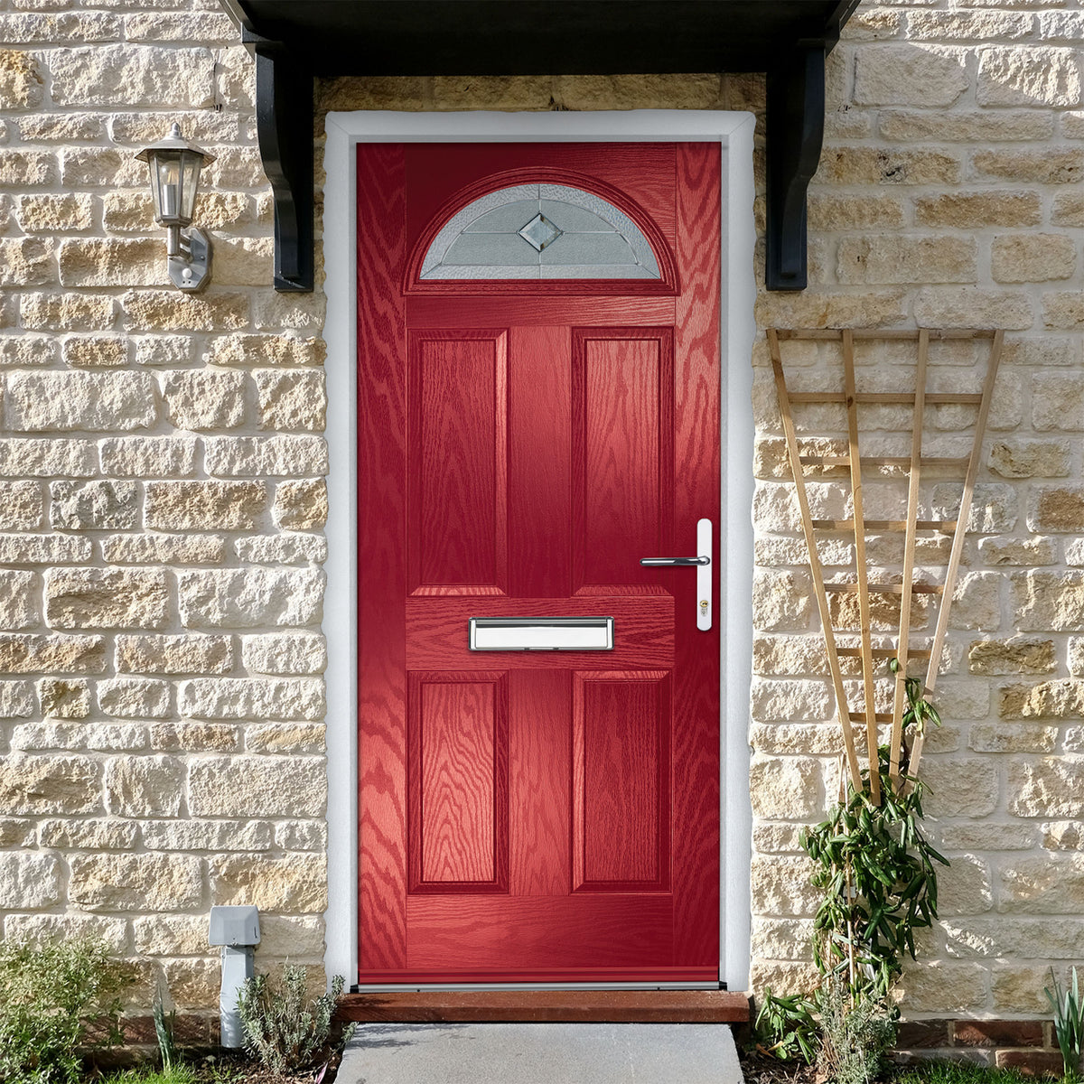 Bodney Red Pre-Hung Venice Glass Composite Front Door Set