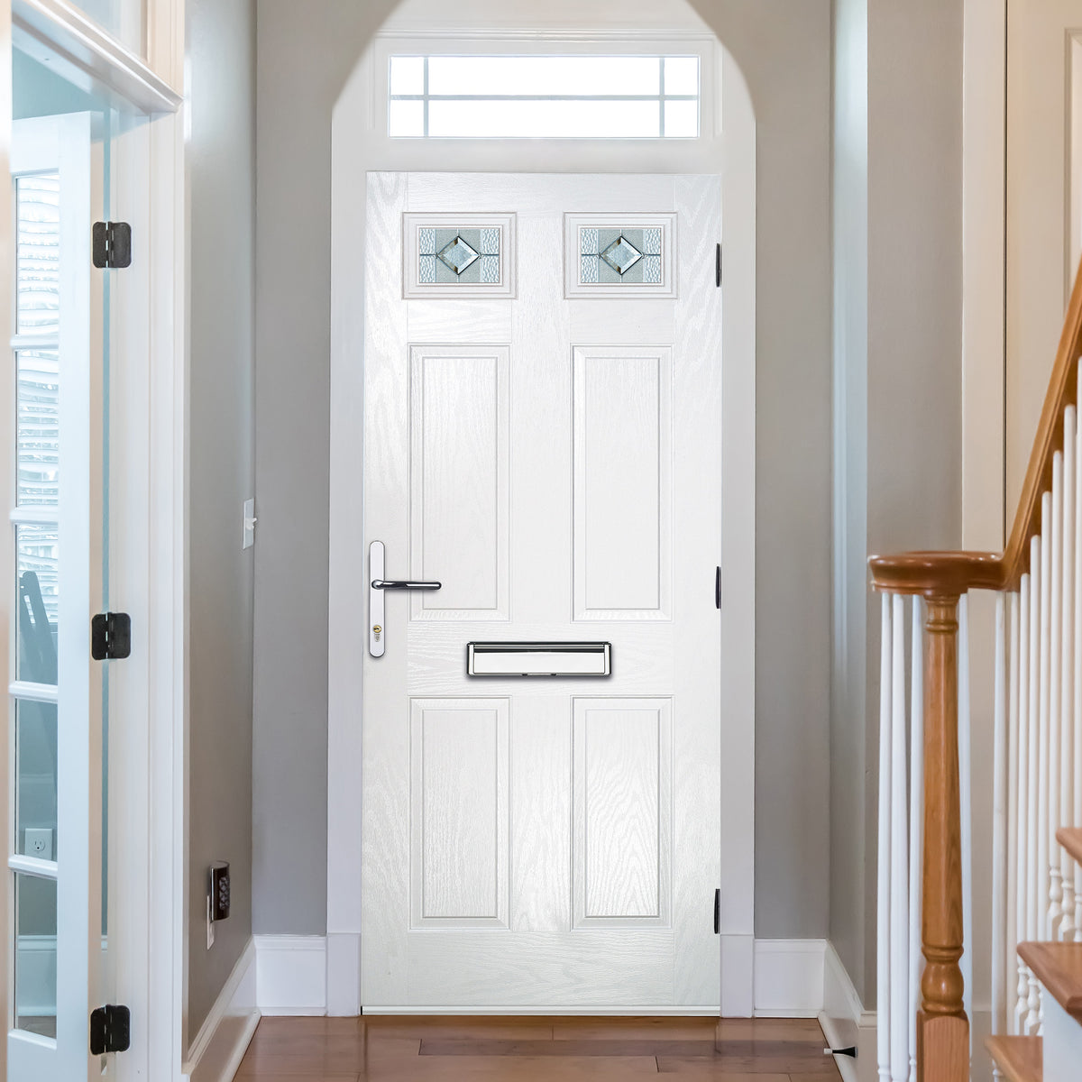 Abdale White Pre-Hung Venice Glass Composite Front Door Set