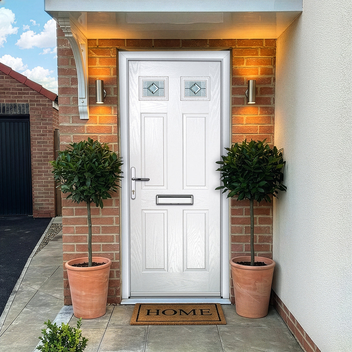 Abdale White Pre-Hung Venice Glass Composite Front Door Set