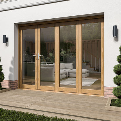 Oak External Fully Finished External Folding Patio Door Set 3+1