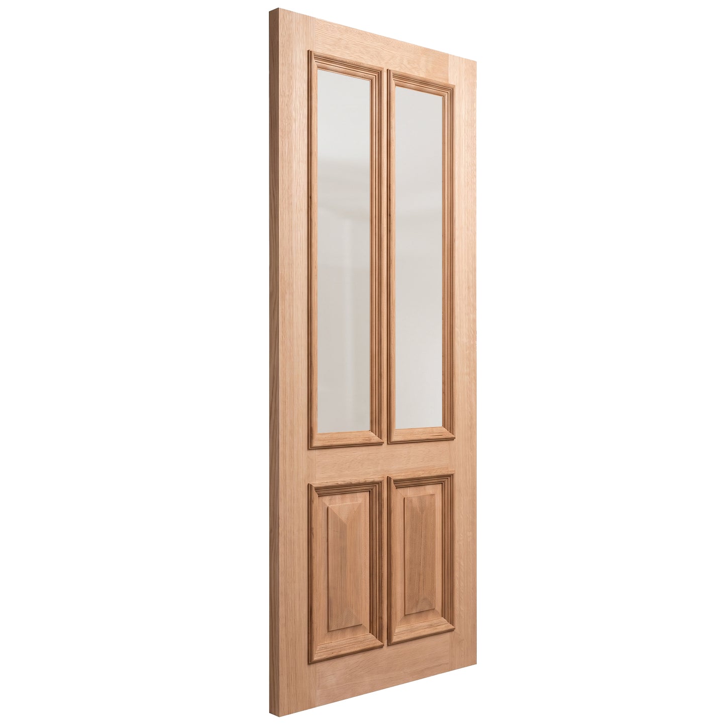 External Hardwood Unfinished Hampstead Raised Mouldings Door with Clear Glass
