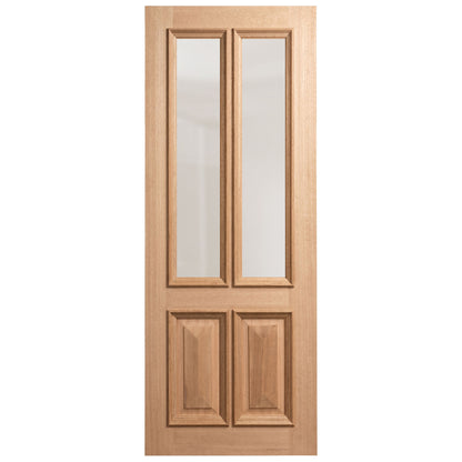 External Hardwood Unfinished Hampstead Raised Mouldings Door with Clear Glass