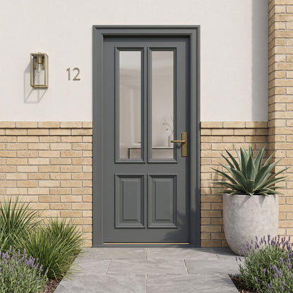 External Hardwood Unfinished Hampstead Raised Mouldings Door with Clear Glass