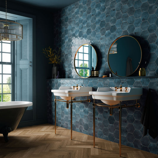 Blue Gloss - Aura Smooth Hexagon Ceramic Wall Tile