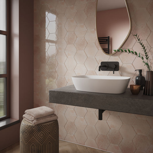Rose Gloss - Aura Smooth Hexagon Ceramic Wall Tile