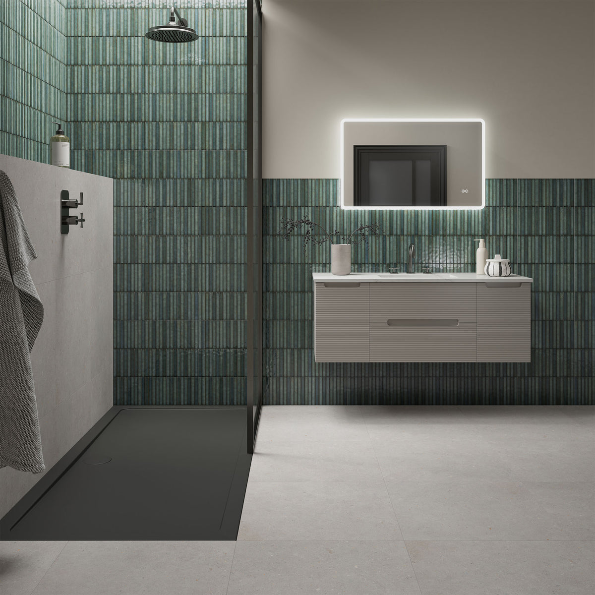 Emerald Gloss - Elara Smooth Linear Ceramic Wall Tile