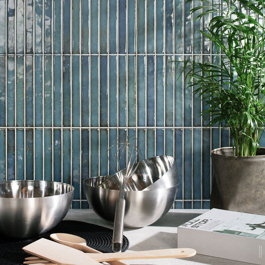 Turquoise Gloss - Elara Smooth Linear Ceramic Wall Tile