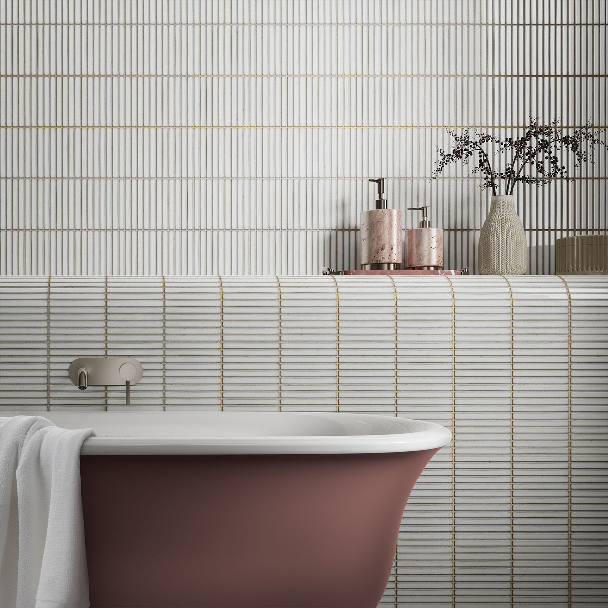 White Gloss - Linear Smooth Mosaic Porcelain Wall Tile