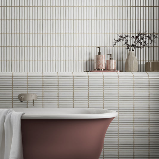 White Gloss - Linear Smooth Mosaic Porcelain Wall Tile