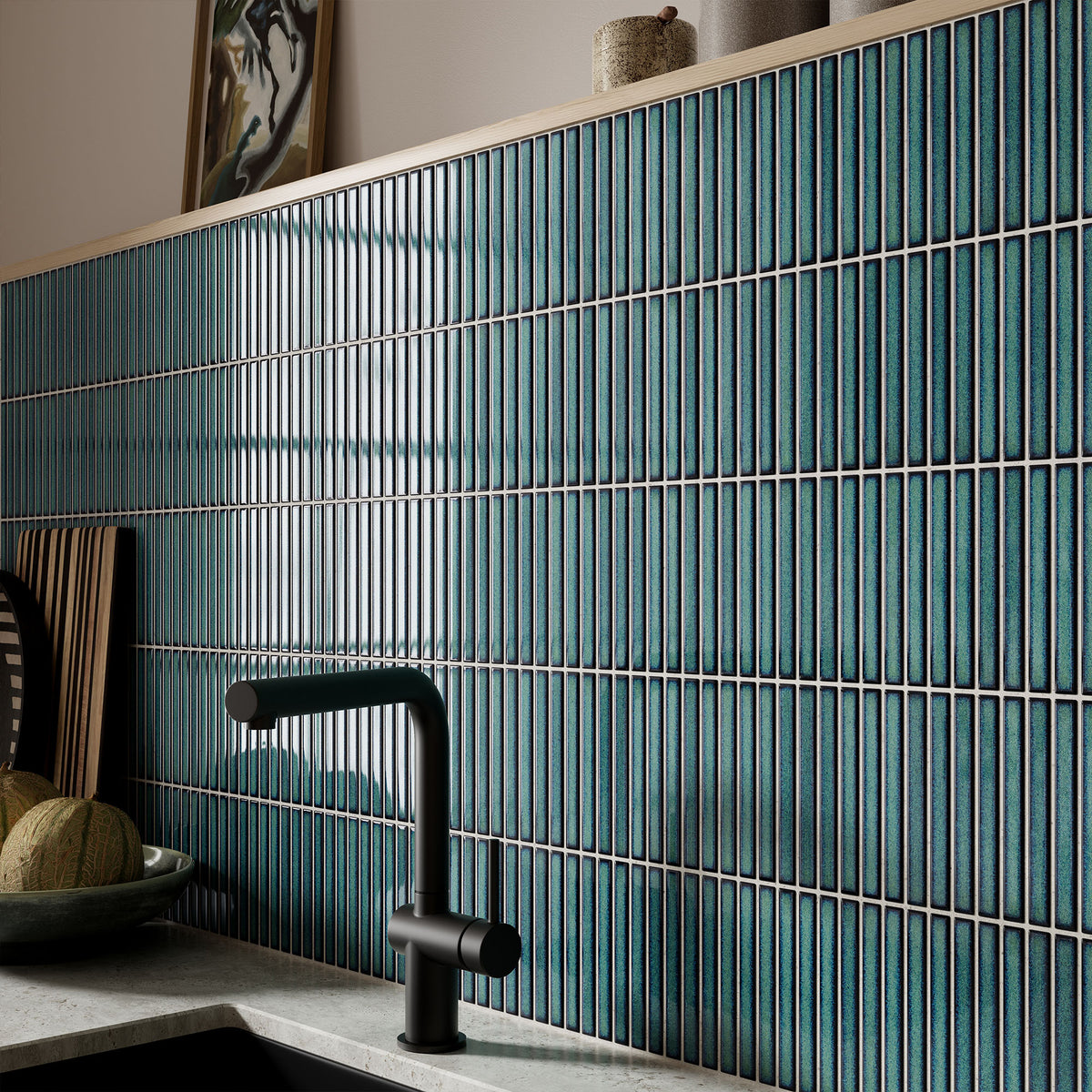 Green Gloss - Linear Smooth Mosaic Porcelain Wall Tile