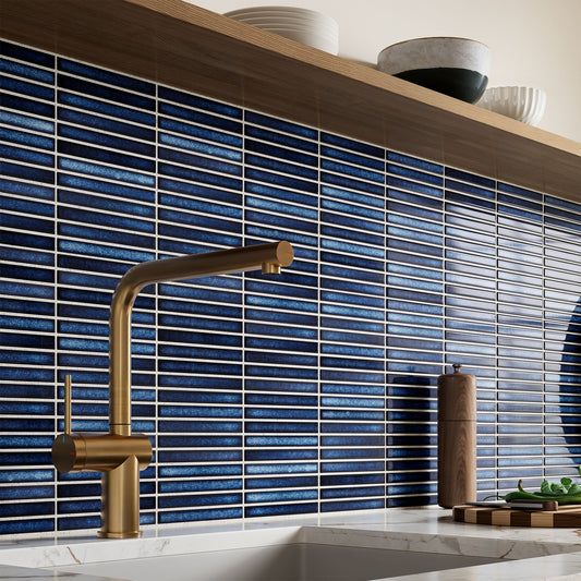 Blue Gloss - Linear Smooth Mosaic Porcelain Wall Tile