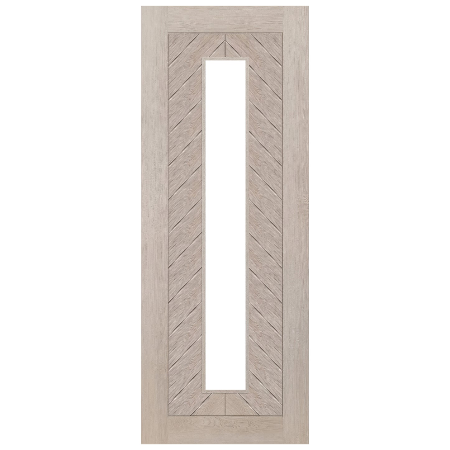 Liberty Doors | Ivory Fully Finished Internal Endure Laminate Chevron Clear Glass Door