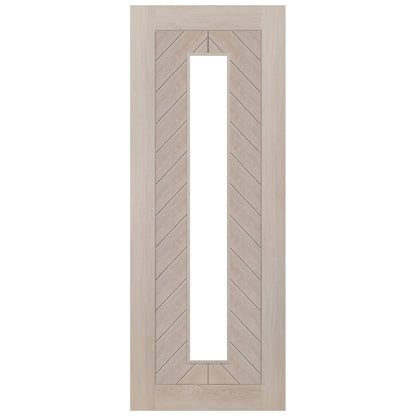 Liberty Doors | Ivory Fully Finished Internal Endure Laminate Chevron Clear Glass Door