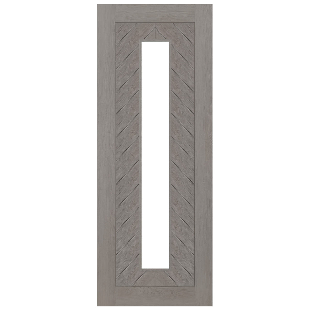 Light Grey Fully Finished Internal Endure Laminate Chevron Clear Glass Door