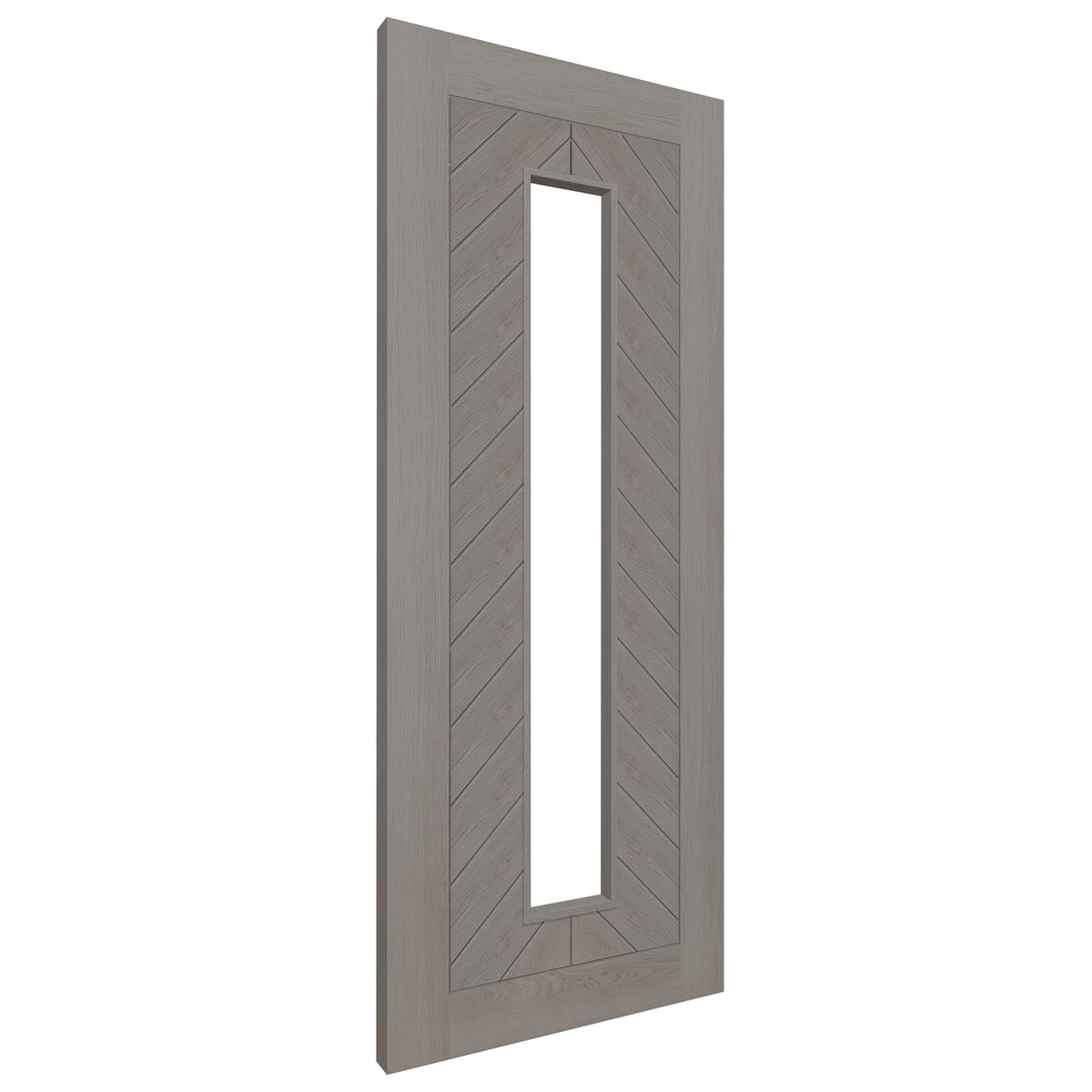 Light Grey Fully Finished Internal Endure Laminate Chevron Clear Glass Door