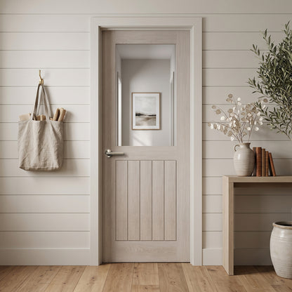 Liberty Doors | Ivory Fully Finished Internal Endure Laminate Farley Clear Glass Door