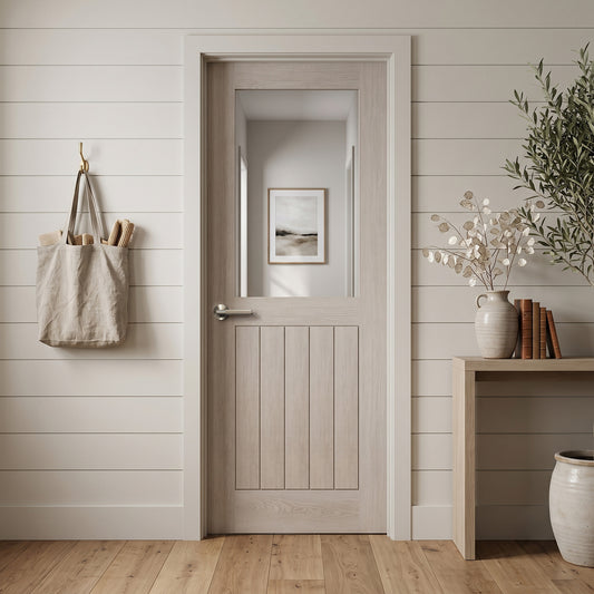Ivory Fully Finished Internal Endure Laminate Farley Clear Glass Door