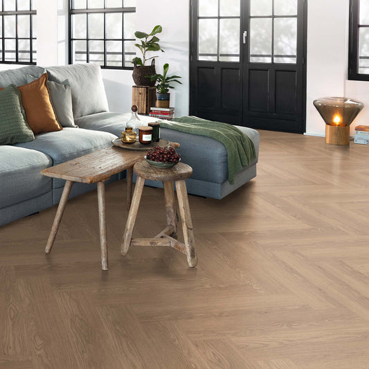 Rich Heritage Oak - Wood Essence Water Resistant 8mm Herringbone Laminate Flooring