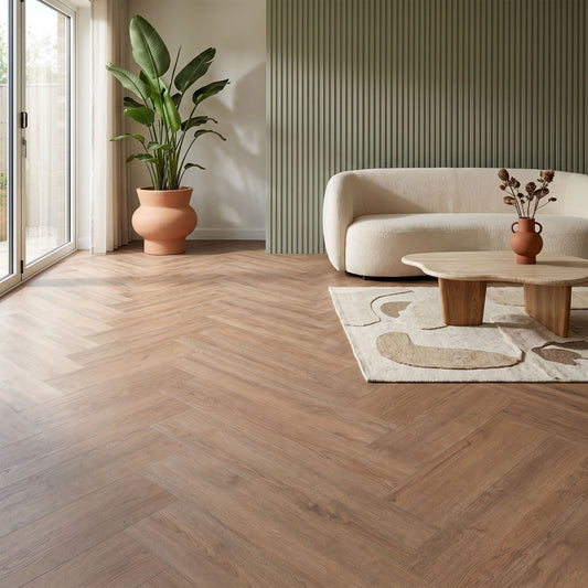 Classic Parquet Oak - Wood Essence Water Resistant 8mm Herringbone Laminate Flooring