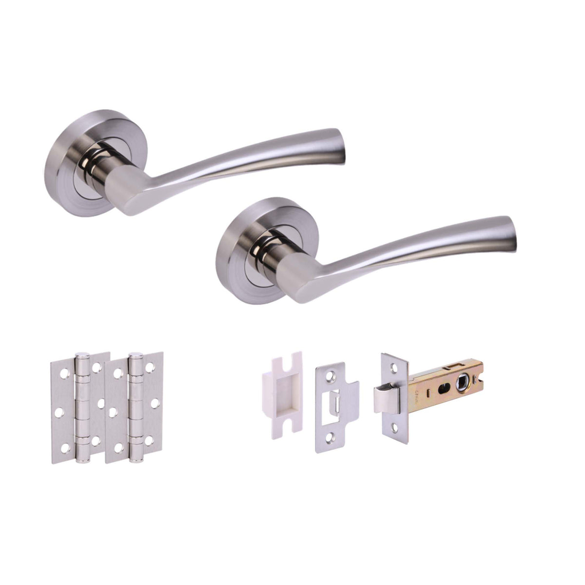 Lobo Internal Lever Door Handle Set - Polished and Satin Nickel