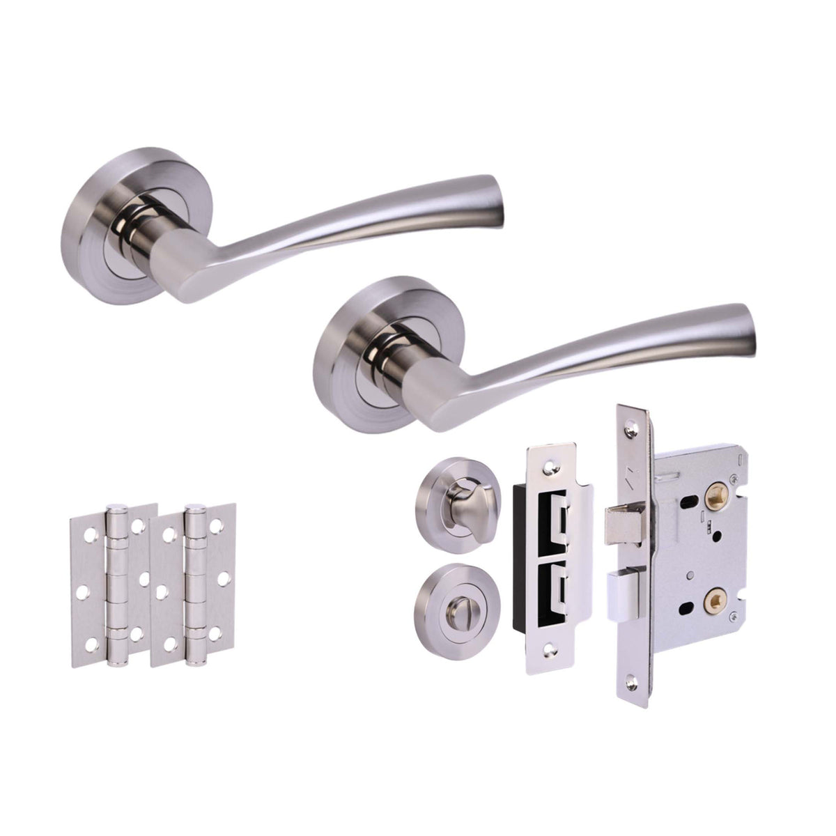 Lobo Privacy Internal Lever Door Handle Set - Polished and Satin Nickel
