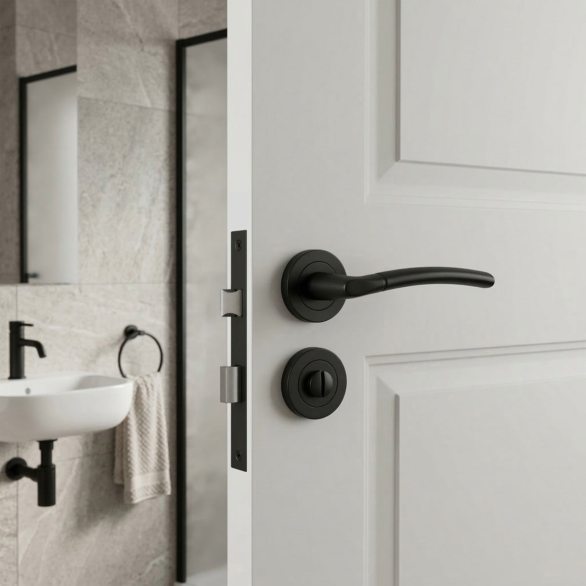 Nemo Privacy Internal Lever Door Handle Set - Matt Black