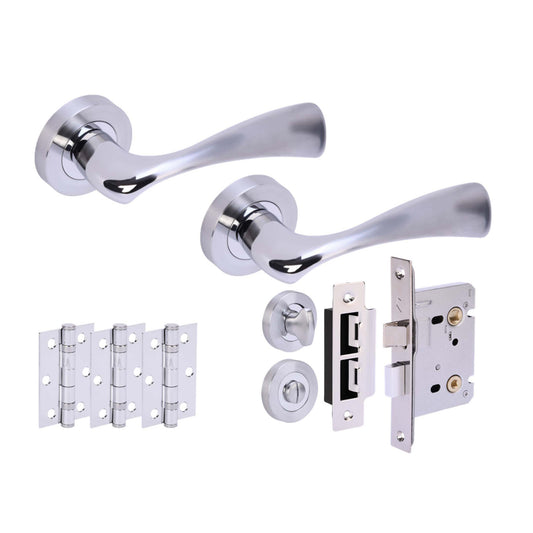 Volans Privacy Internal Lever Door Handle Set - Polished and Satin Chrome